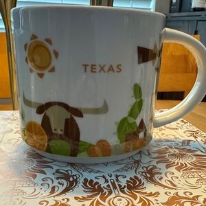 Starbucks Texas Mug with Bull Design in White and Green